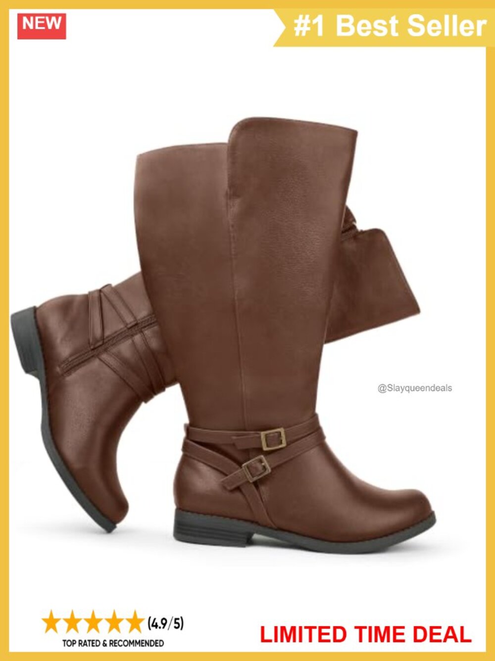 Women's Super Extra Wide Calf Side Zipper Double Buckle Knee High Riding Boots